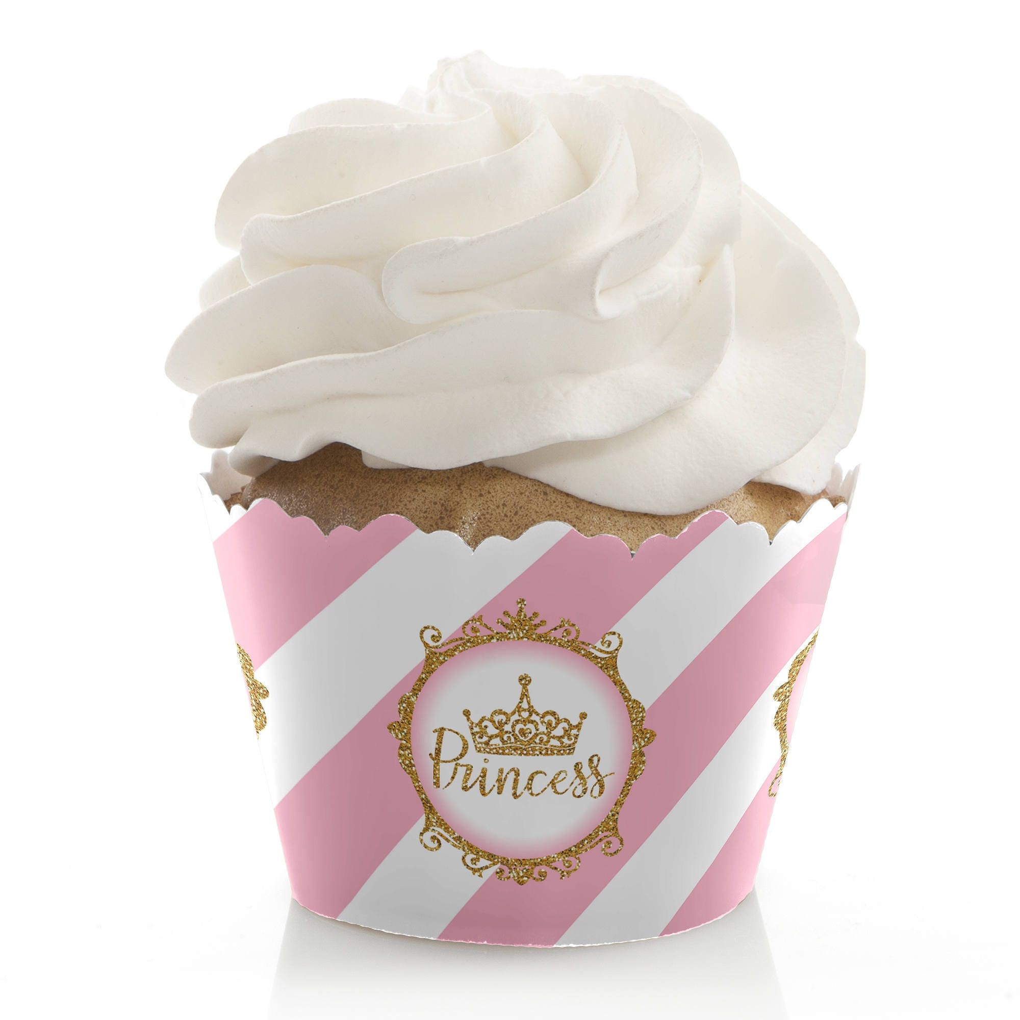 Little Princess Crown Baby Shower or Birthday Party Cupcake Wrappers Decorations Pink and Gold Cupcake Treats Princess Party