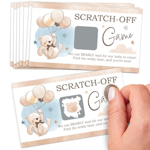 We Can Bearly Wait - Teddy Bear Baby Shower Game Scratch Off Cards - 22 Count