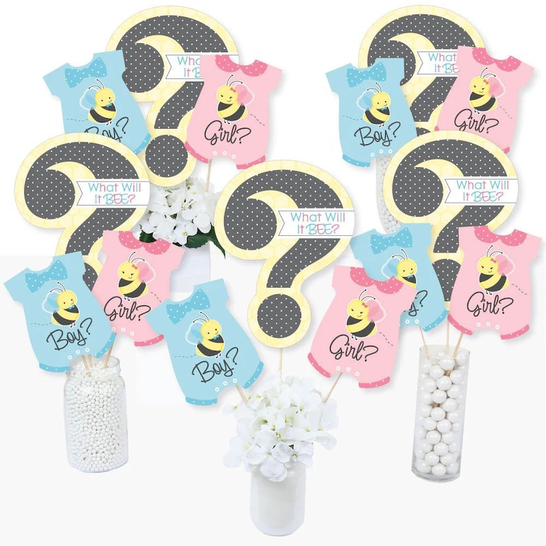 What Will It BEE Centerpiece Sticks Gender Reveal Party Table Toppers Gender Reveal Party Supplies 15 Ct