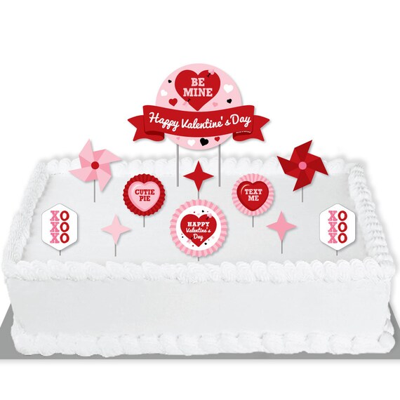 Conversation Hearts - Valentine’s Day Party Cake Decorating Kit - Happy Valentine’s Day Cake Topper Set - 11 Pieces Il_570xn