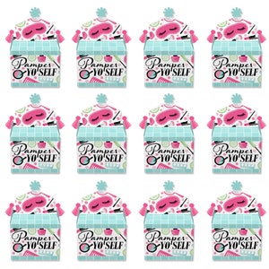 Spa Day Treat Box Party Favors Girls Makeup Party Goodie Gable Boxes Set of 12 image 4