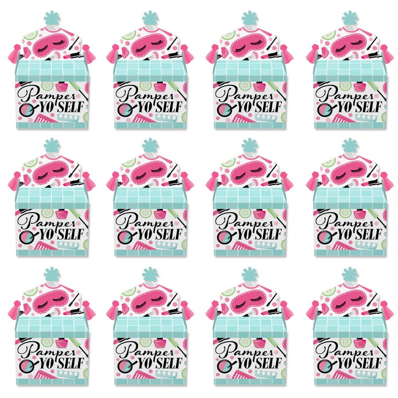 Spa Day Treat Box Party Favors Girls Makeup Party Goodie Gable Boxes Set of 12 image 4