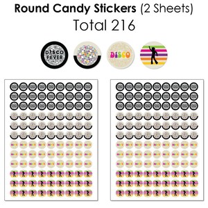 70's Disco - Mini Candy Bar Wrappers, Round Candy Stickers - 1970s ...