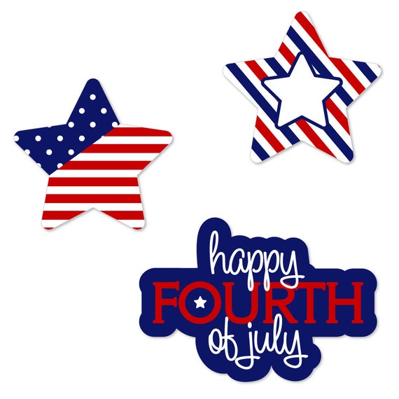 Fourth of July - Small DIY Shaped Paper Cut Outs - Die Cut Party Decoration Kit For Independence Day - 4th of July Shaped Cut-Outs - 24 Pc Il_570xn