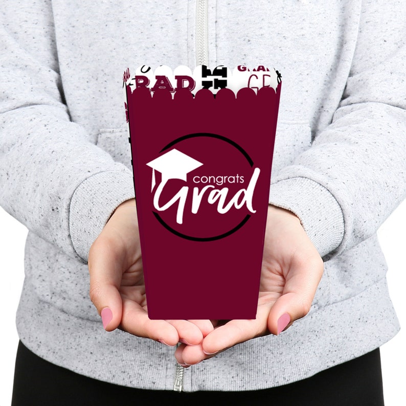 Maroon Grad Best is Yet to Come Graduation Favor Popcorn Treat Boxes Set of 12 image 4