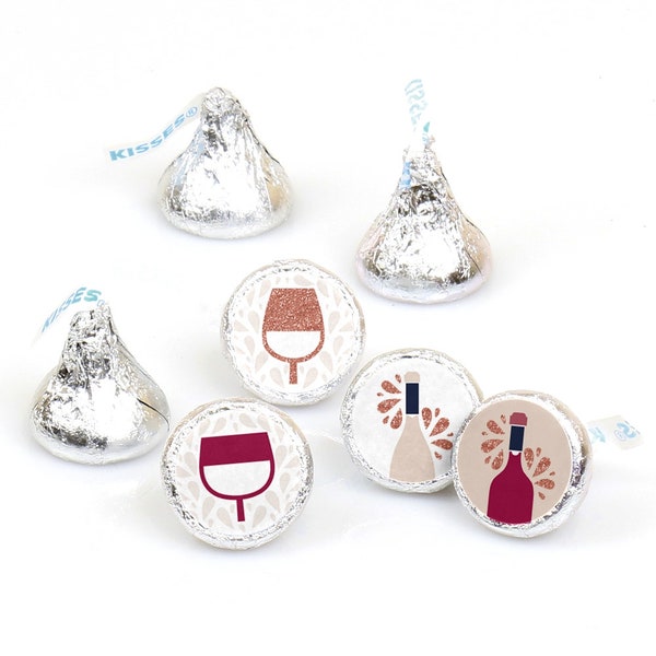 But First, Wine - Wine Tasting Party Round Candy Sticker Favors - Labels Fit Chocolate Candy (1 sheet of 108)
