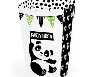 Party Like a Panda Bear - Baby Shower or Birthday Party Favor Popcorn Treat Boxes - Set of 12