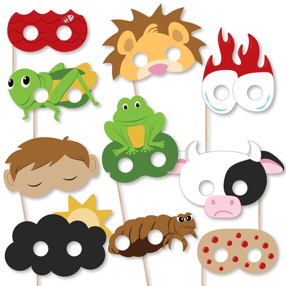 Happy Passover Plague Masks - Paper Card Stock Pesach Jewish Holiday Party Photo Booth Props Kit - 10 Count Il_570xn