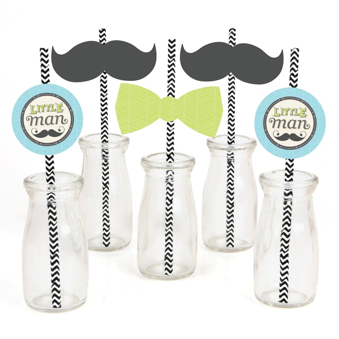Dashing Little Man Mustache Party Die-cut Straw Decorations Baby Shower ...