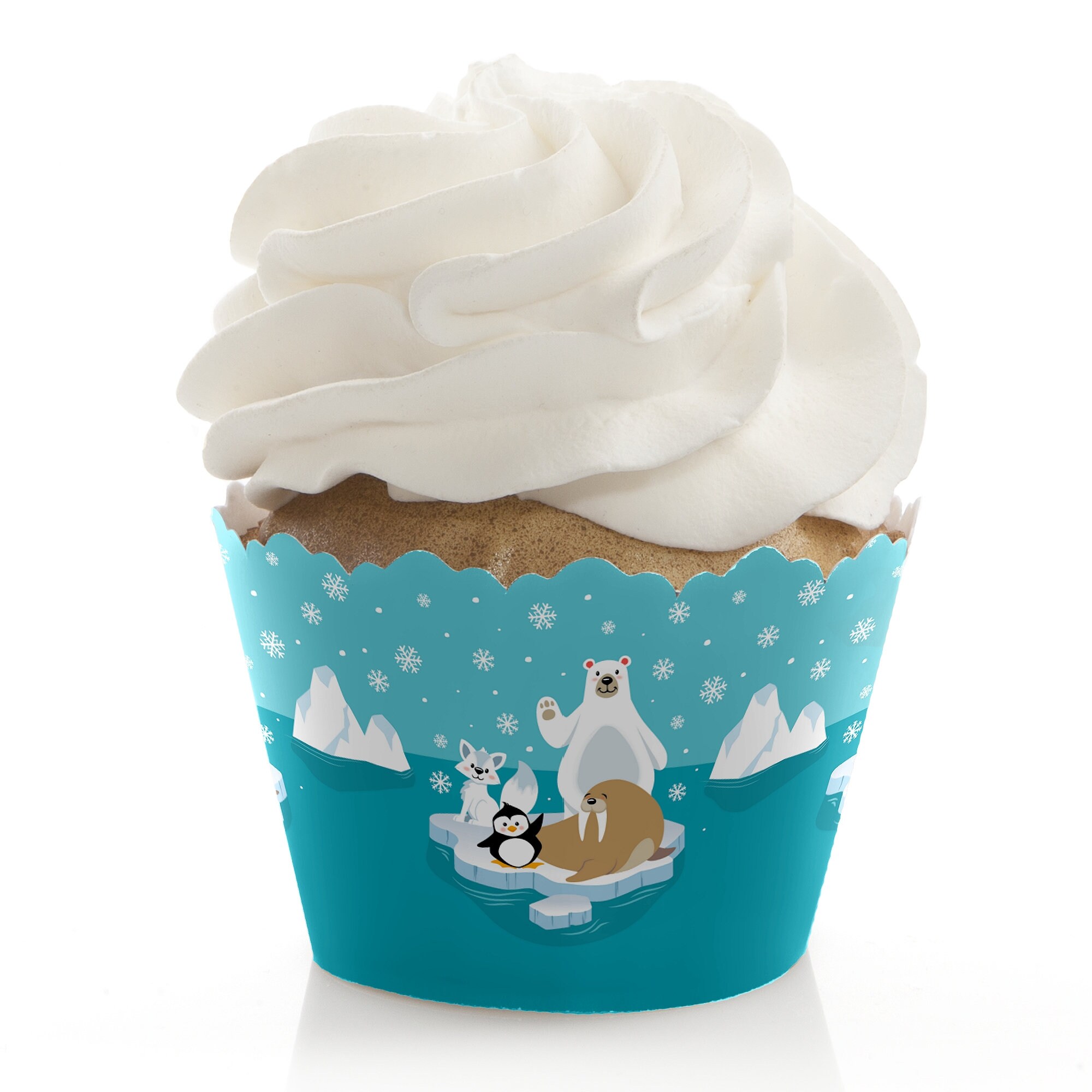 Arctic Polar Animals Baby Shower Cupcake Decorations and Supplies Birthday Party Cupcake Liners Winter Cupcake Wrappers Set