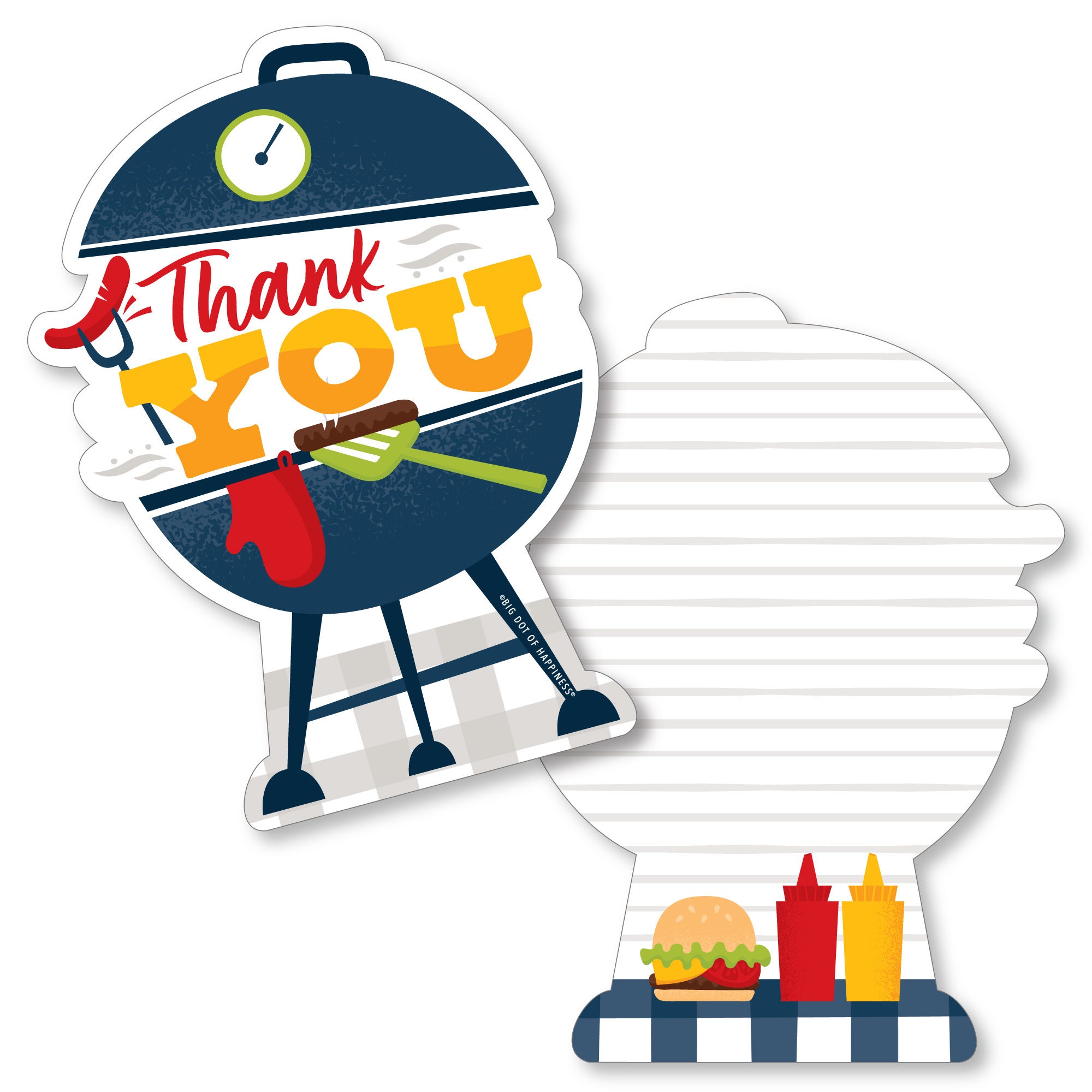 Fire Up the Grill Shaped Thank You Cards Summer BBQ Picnic Etsy