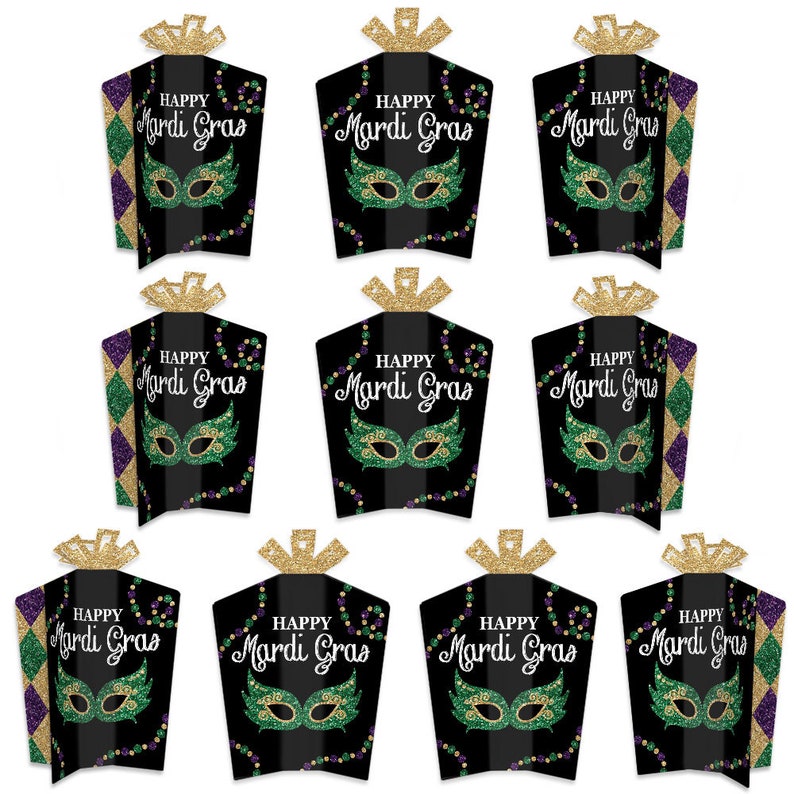 Mardi Gras Table Decorations Masquerade Party Fold and Flare Centerpieces 10 Count