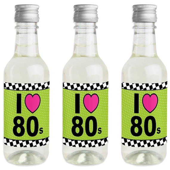 80's Retro - Mini Wine and Champagne Bottle Label Stickers - Totally 1980s Party Favor Gift for Women and Men - 16 Ct Il_570xn