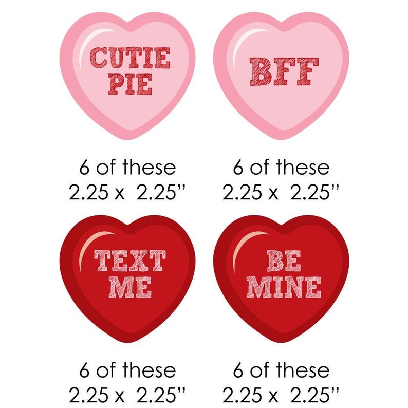 Conversation Hearts Valentine's Day Party Die-Cut Straw Decorations Valentine's Day Paper Cut-Outs & Striped Paper Straws Set of 24 image 2