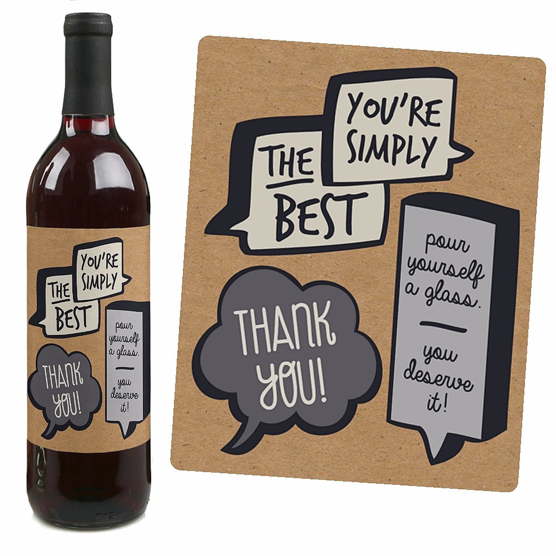 Thank You Wine Bottle Labels for a Thank You Gift Fun Wine Etsy