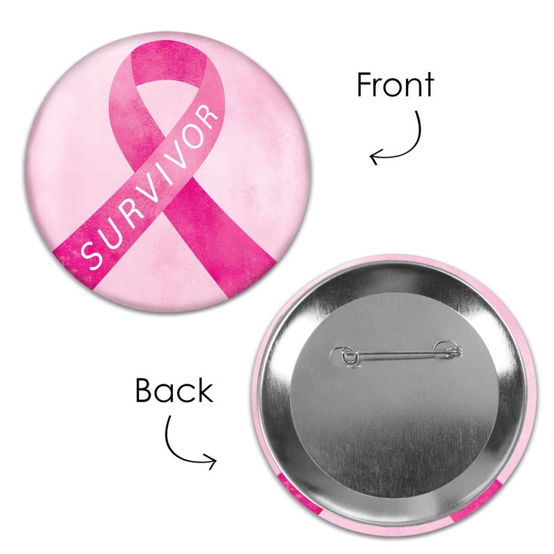 Pink Ribbon Buttons - Breast Cancer Awareness Support Badge - 3 Inch ...