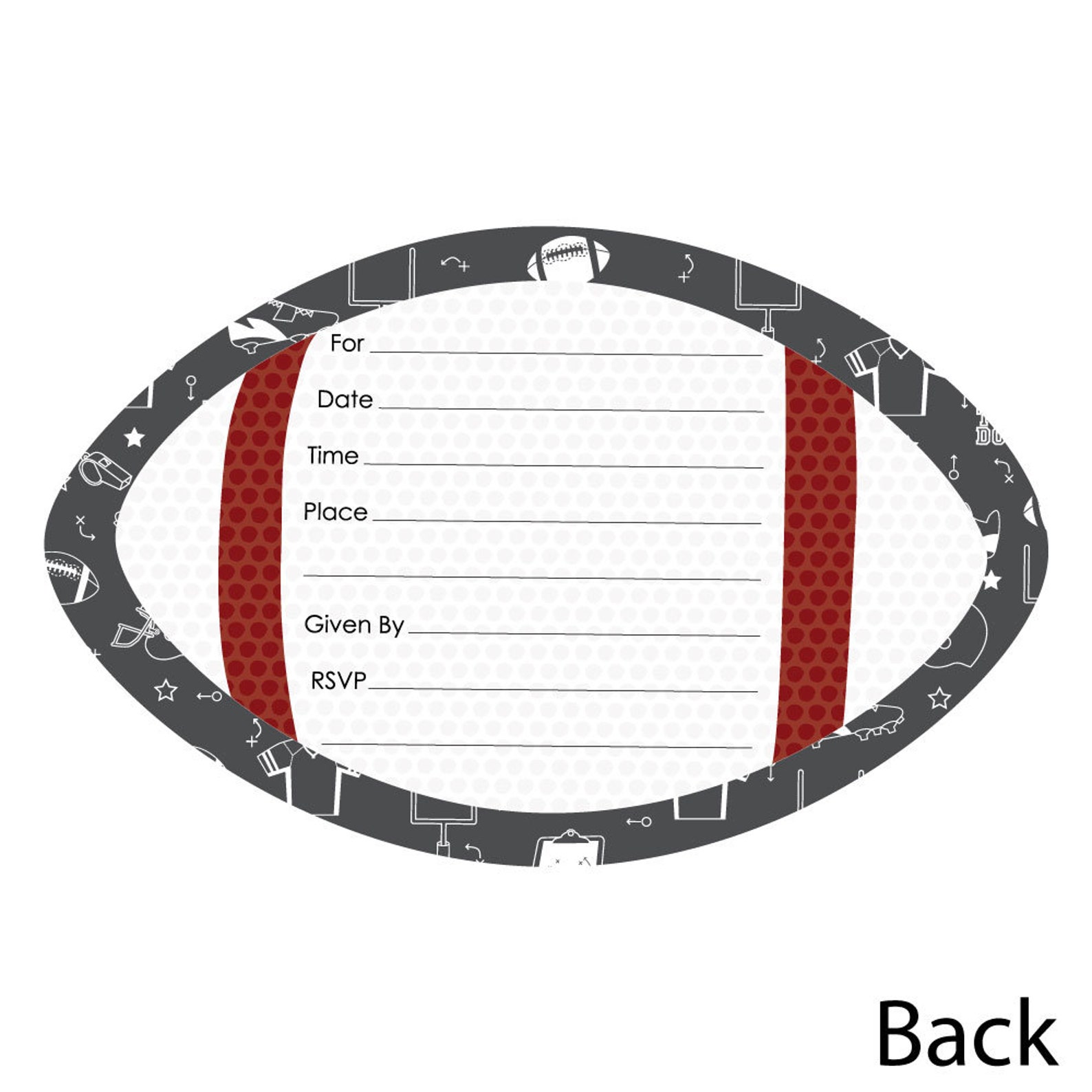 End Zone Football Shaped Fill-in Invitations Shaped - Etsy