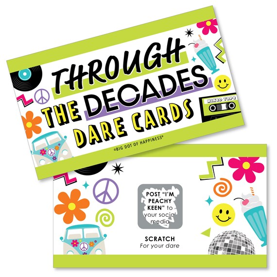 Through the Decades 50s, 60s, 70s, 80s, and 90s Party Game Scratch off Dare  Cards 22 Count -  Canada