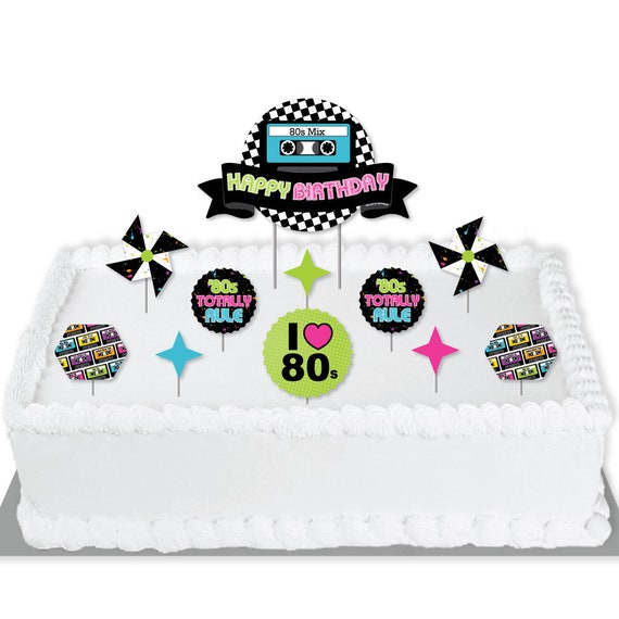 80’s Retro - Totally 1980s Birthday Party Cake Decorating Kit - Happy Birthday Cake Topper Set - 11 Pieces Il_570xn