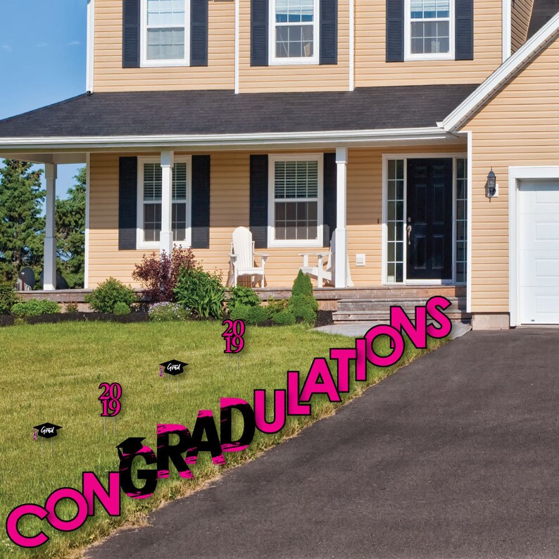 ConGRADulations Yard Sign Best is Yet to Come Pink Grad Party Lawn Sign 2019 Graduation Party Outdoor Lawn Decorations Pink Grad