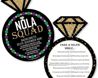 Nola Bride Squad - Selfie Scavenger Hunt - New Orleans Bachelorette Party Game - Set of 12