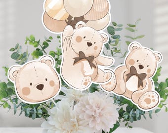 We Can Bearly Wait - Teddy Bear Baby Shower Centerpiece Sticks - Table Toppers - Set of 15