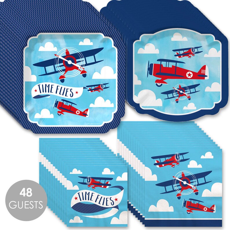 Vintage Plane Birthday Party Bunting Banner Big Dot of Happiness Taking Flight Airplane Birthday Party Decorations Happy Birthday