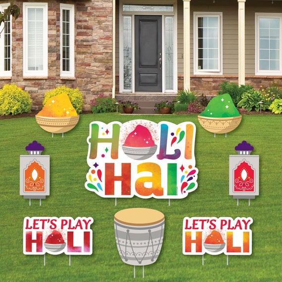 Holi Hai - Yard Sign and Outdoor Lawn Decorations - Festival of Colors Party Yard Signs - Set of 8 Il_570xn
