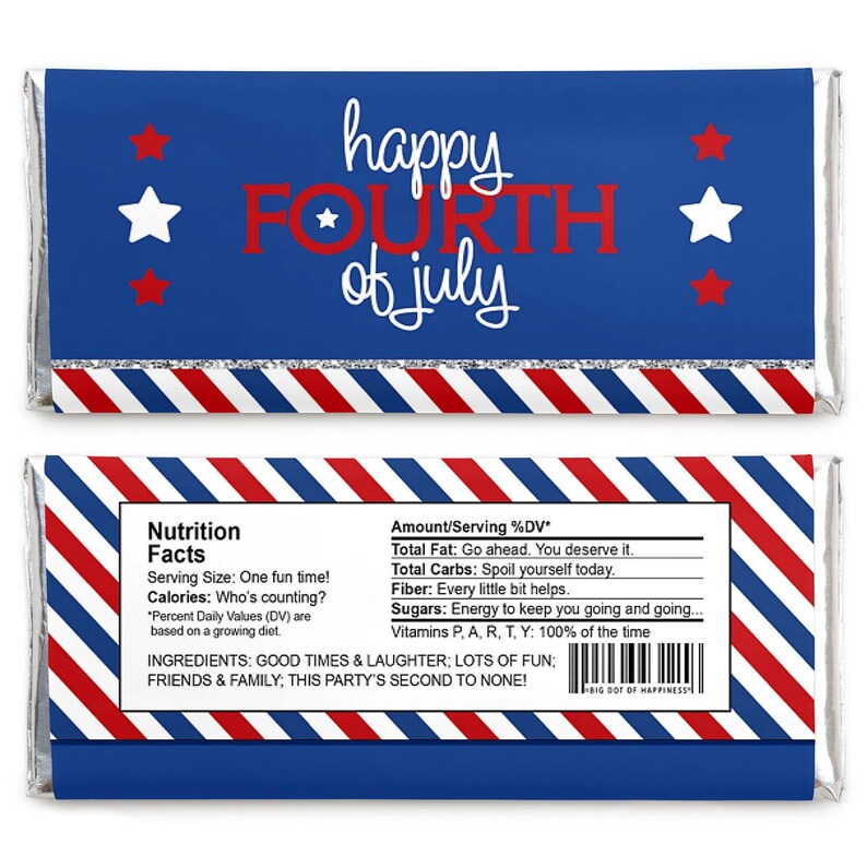 4th of July Candy Bar Wrapper Independence Day Party Favors - Etsy