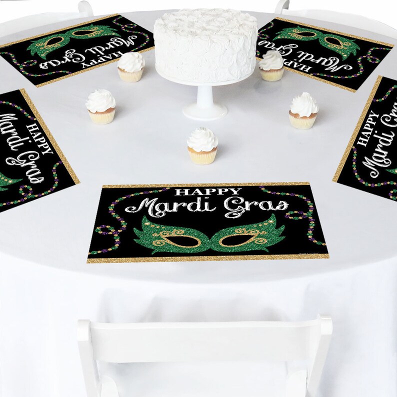 Mardi Gras Party Table Decorations Masquerade Party Placemats Set of 16 image 2