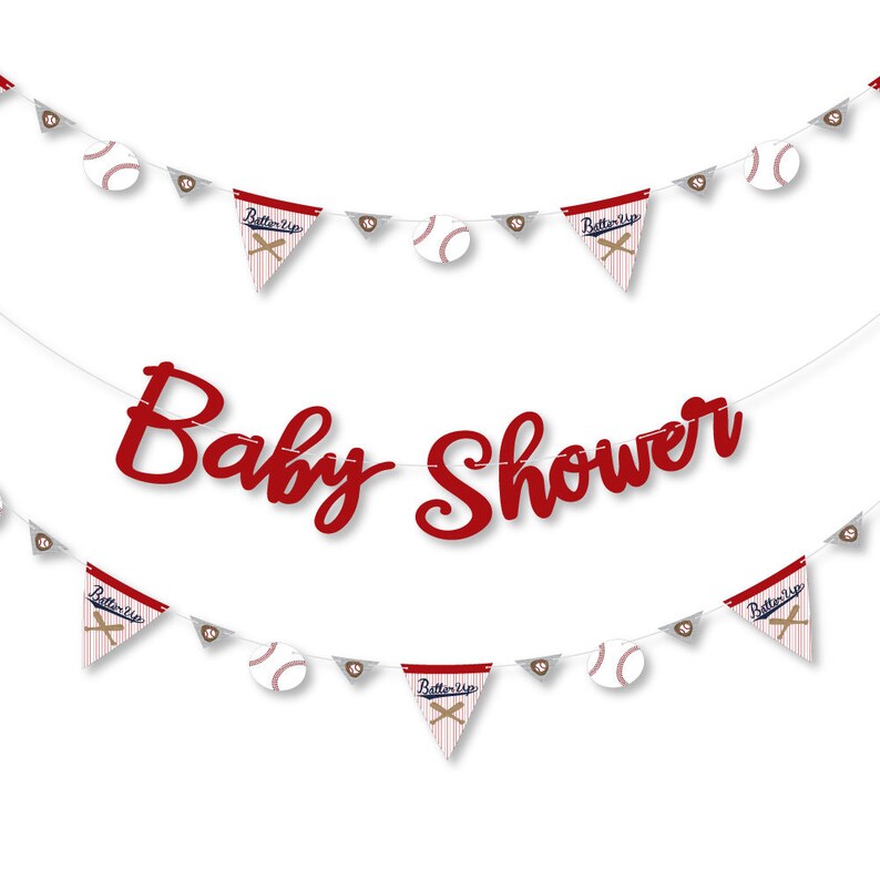Batter up - Baseball - Baby Shower Letter Banner Decoration - 36 Banner ...