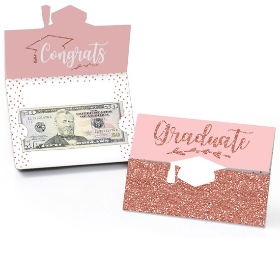 Rose Gold Grad - Congrats Graduate - Graduation Party Money and Gift Card Holders - Set of 8 Il_570xn