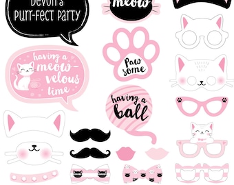 30 prop straws and sticky pads Pusheen The Cat Photobooth Kit 24 card props 30 prop straws and sticky pads Pusheen The Cat Photobooth Kit 24 card props