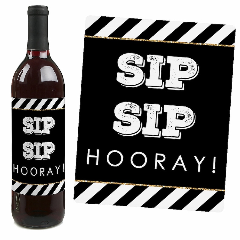 SUPERDANT 40PCS Happy Retirement Wine Bottle Label Stickers Black Gold