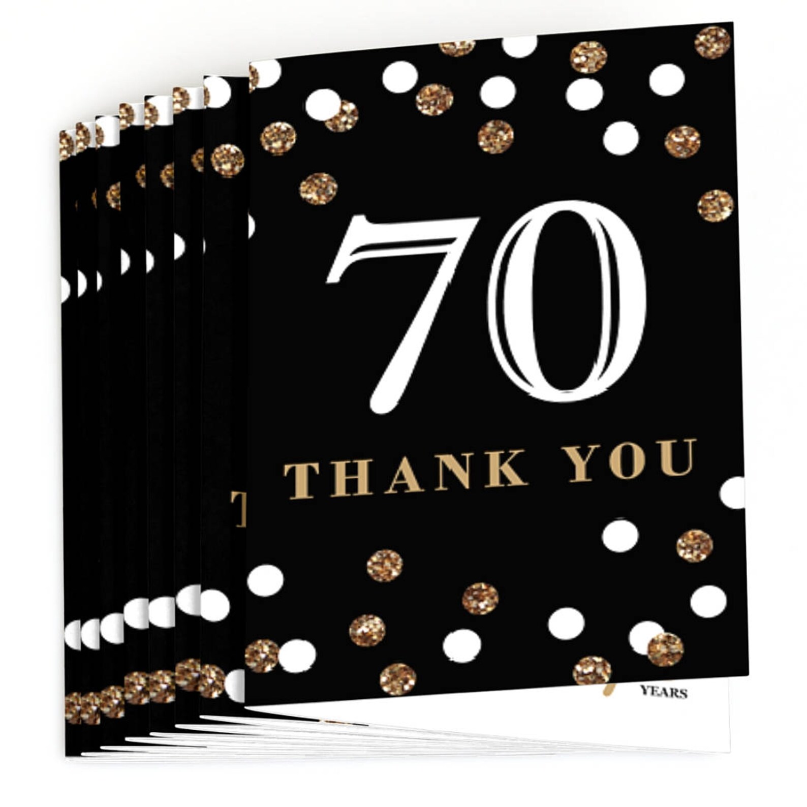 70th Birthday Thank You Cards Adult 70th Birthday Gold - Etsy
