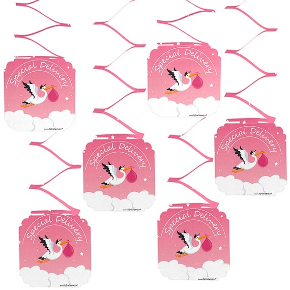 Girl Special Delivery Pink Stork Hanging Decorations It S A