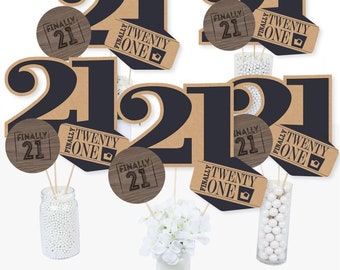 Finally 21 Birthday - Centerpiece Sticks - Twenty First Birthday Party Table Toppers - 21st Birthday Party Supplies - 15 Ct.