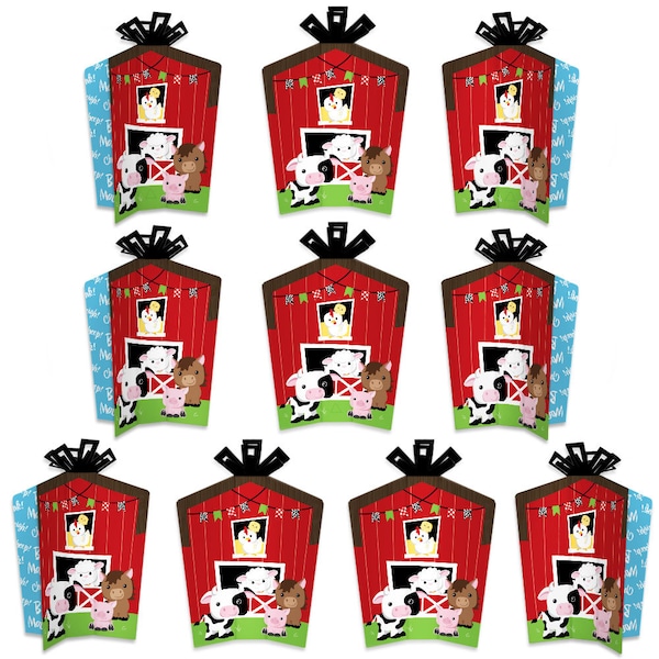 Farm Animals - Table Decorations - Barnyard Baby Shower or Birthday Party Fold and Flare Centerpieces - 10 Count