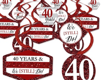 We Still Do - 40th Wedding Anniversary - Anniversary Party Hanging Decor - Party Decoration Swirls - Set of 40