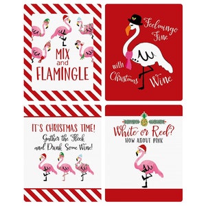 Flamingle Bells Wine Bottle Labels - Tropical Christmas Wine Labels ...