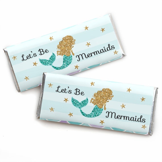 Let's Be Mermaids - Candy Bar Wrappers - Under The Sea Baby Shower or Birthday Party Favors - Our Little Mermaid - 24 Ct Il_570xn