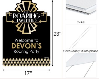 Roaring 20's Welcome Sign 1920s Art Deco Jazz Party Outdoor Lawn Decorations  Party Decorations Great Gatsby Party Theme -  Israel