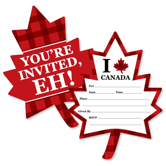 Canada Day Shaped Fillin Invitations Canadian Party Shaped Fill In