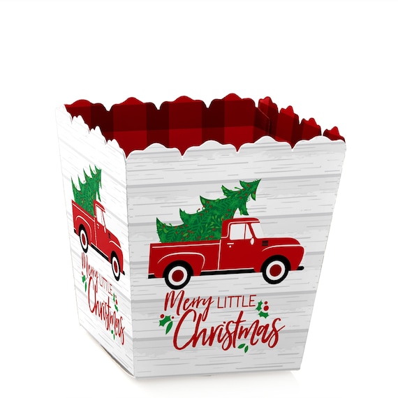 Merry Little Christmas Tree - Party Mini Favor Boxes - Red Truck Christmas Party Treat Candy Boxes - Set of 12 Il_570xn