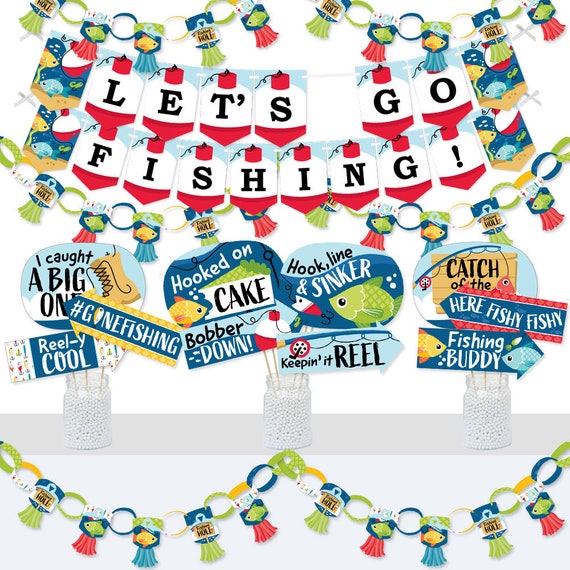 Let's Go Fishing - Banner and Photo Booth Decorations - Fish