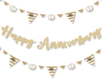 We Still Do - 50th Wedding Anniversary - Anniversary Party Letter Banner Decoration - 36 Banner Cutouts and Happy Anniversary Banner Letters