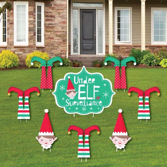 Elf Squad - Shaped Lawn Decorations - Kids Elf Christmas and Birthday Yard Decorations - Holiday Lawn Ornaments - Shaped Yard Art - 8 Pc Il_570xn