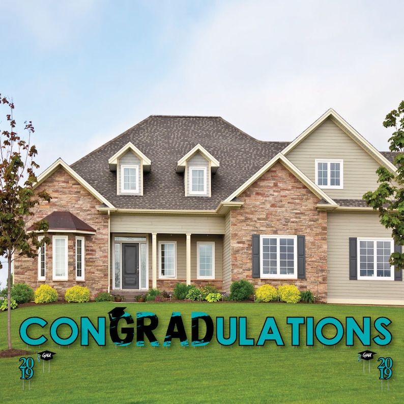 2019 Graduation Party Outdoor Lawn Decorations -Turquoise Grad Party Lawn Sign ConGRADulations Yard Sign Best is Yet to Come Teal Grad
