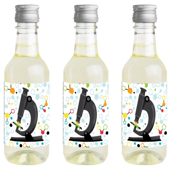 Scientist Lab - Mini Wine & Champagne Bottle Label Stickers - Mad Science Baby Shower or Birthday Favor Gift for Women and Men - Set of 16 Il_570xn