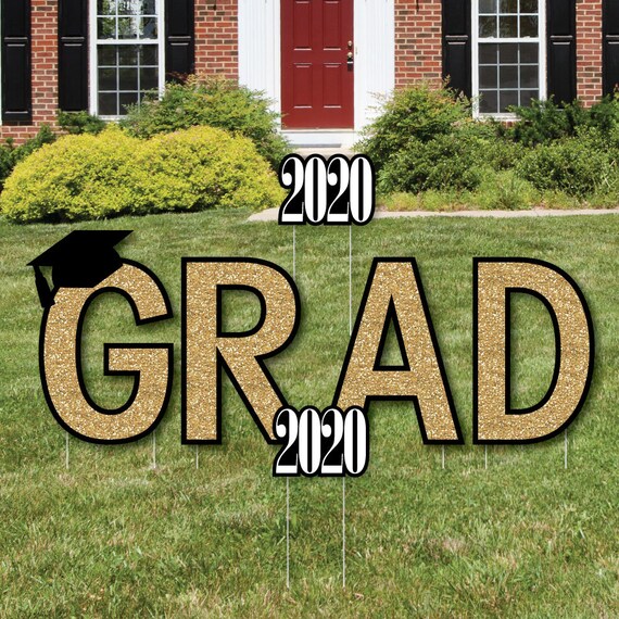GRAD - Graduation Yard Sign - Outdoor Lawn Graduation Decorations - 2020 GRAD Graduation Yard Signs - Tassel Worth The Hassle - Gold Il_570xn
